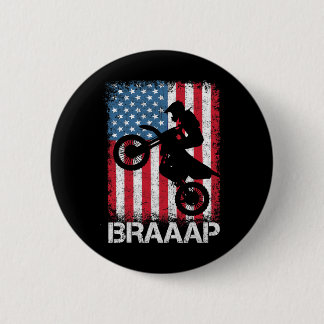 Braaap Vintage Usa American Flag Tee Motocross Dir 6 Cm Round Badge