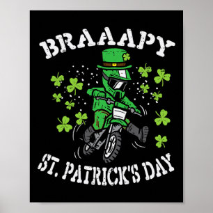 Braaapy St Patricks Day Motocross Dirt Bike Men Bo Poster