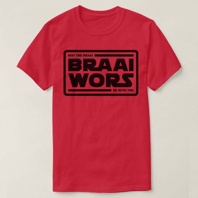 Braai Braai Wors Black T-Shirt (Design Front)