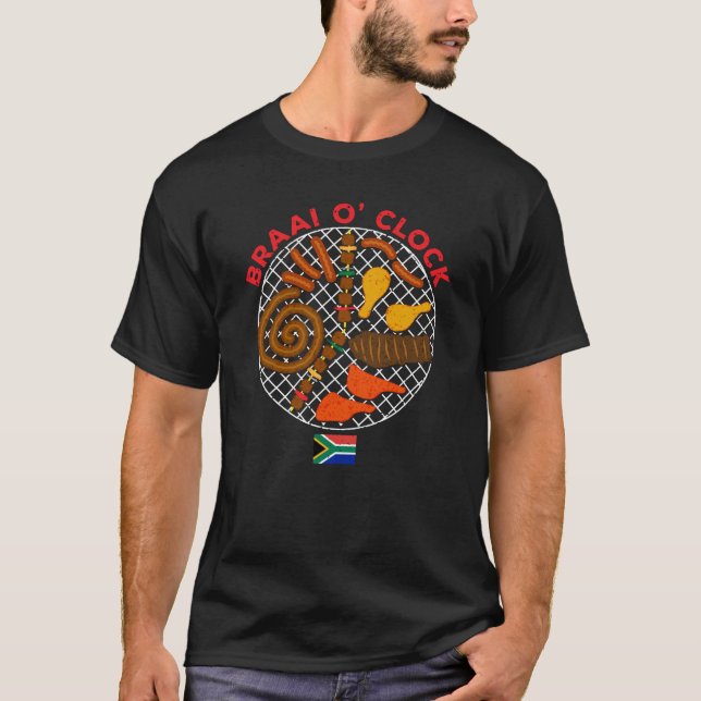 Braai O' Clock Time Funny South Africa Flag T-Shir T-Shirt (Front)