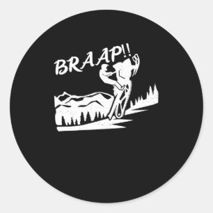 Braap snowmobile winter sports sledding driving classic round sticker