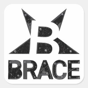 BRACE 'Classic' Logo, Black Text on White Square Sticker