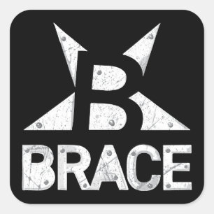 BRACE 'Classic' Logo, White Text on Black Square Sticker