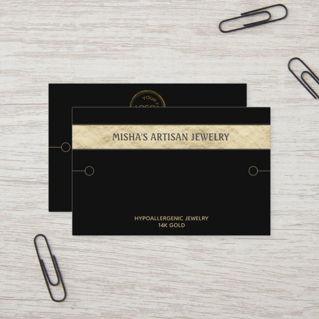 Bracelet Display Black Gold Logo Business Card (Front/Back In Situ)
