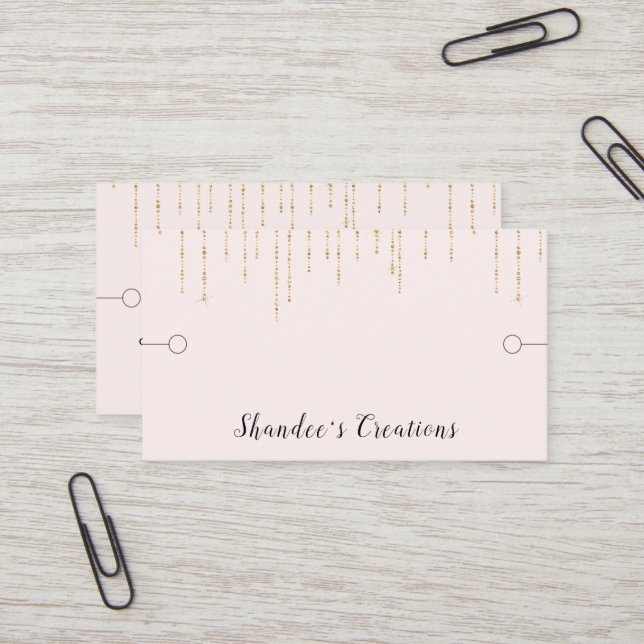 Bracelet Display Blush Gold String Lights Business Card (Front/Back In Situ)