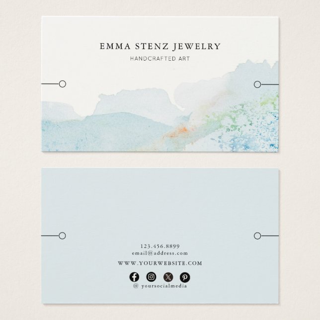 Bracelet Display Card • Pastel Watercolor Nature (Front & Back)