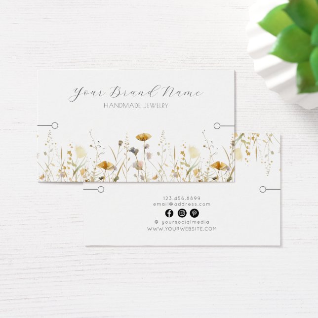 Bracelet Display Card • Watercolor Wildflowers (Desk)