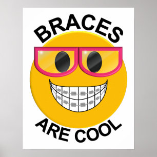 Braces Are Cool Dentist Wall Poster - Pink Glasses