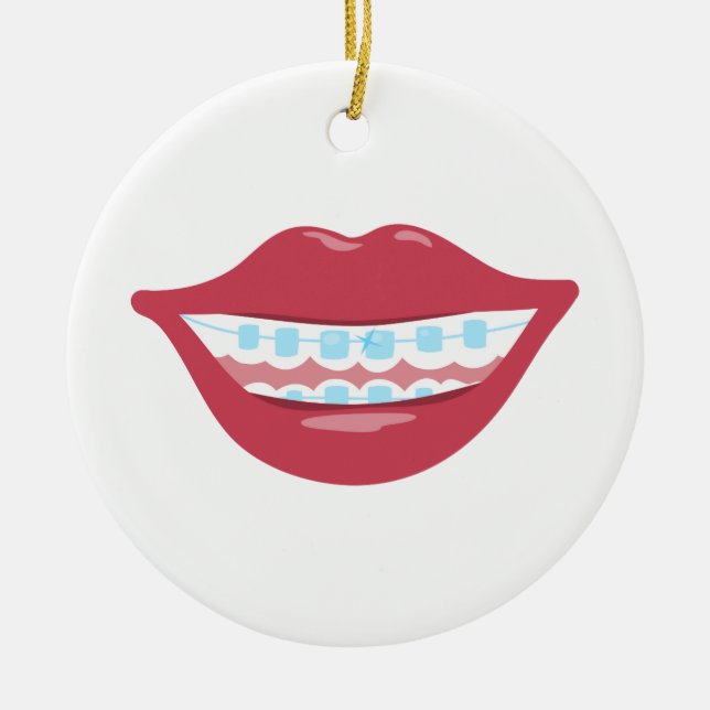Braces Smile Ceramic Ornament (Front)