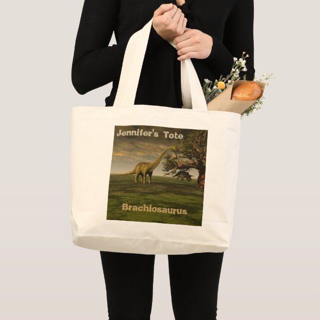 Brachiosaurus Custom Large Tote Bag (Front (Product))