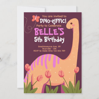 Brachiosaurus Dino Birthday Invitation