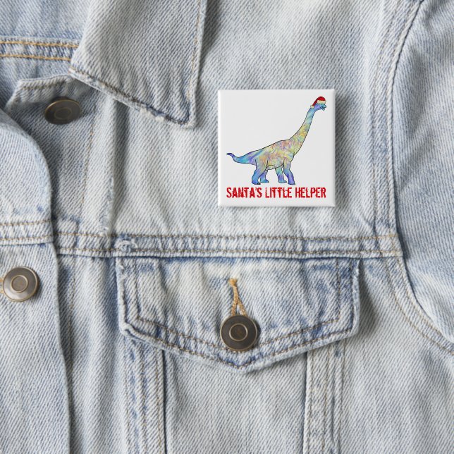Brachiosaurus Dinosaur Funny Festive ironic Slogan 15 Cm Square Badge (In Situ)