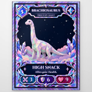 Brachiosaurus Dinosaur, Rainbow Foil Art Postcard
