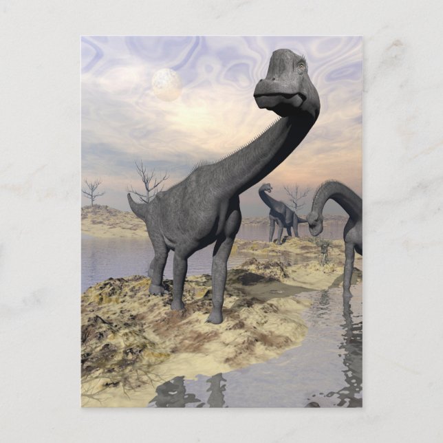 Brachiosaurus dinosaurs near water - 3D render Postcard (Front)