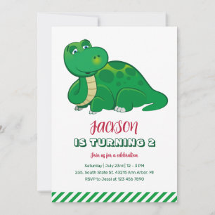 Brachiosaurus Kids Jurassic Birthday Invitation