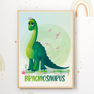 Brachiosaurus Kids Room Poster Dino Nursery Print