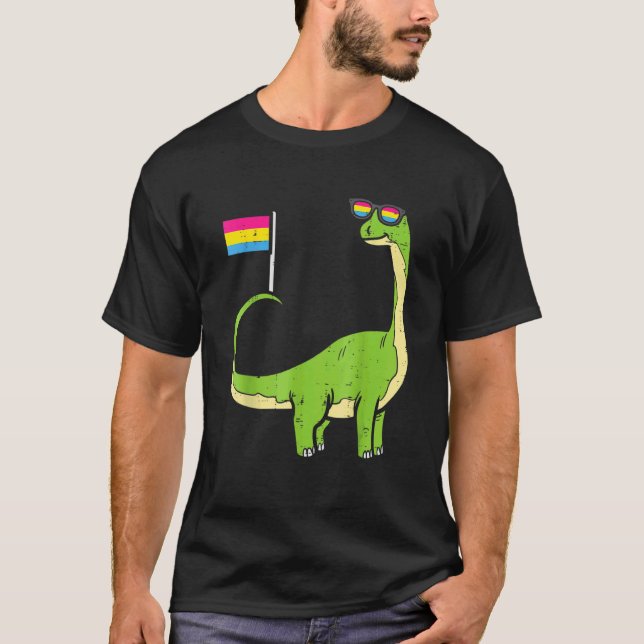 Brachiosaurus Pansexual Flag Pan Pride DInosaurs T-Shirt (Front)