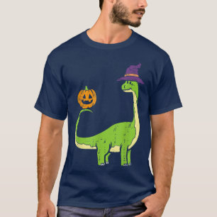 Brachiosaurus Witch Pumpkin Halloween Dinosaur Bro T-Shirt