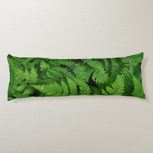 Bracken fern with rain drops, Washington State Body Cushion