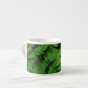 Bracken fern with rain drops, Washington State Espresso Cup