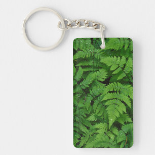 Bracken fern with rain drops, Washington State Key Ring