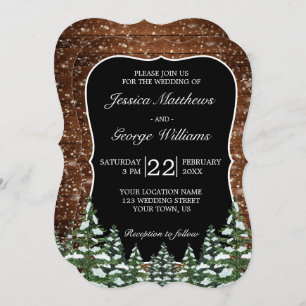 Bracket Black Snowy Wood & Forest Country Wedding Invitation