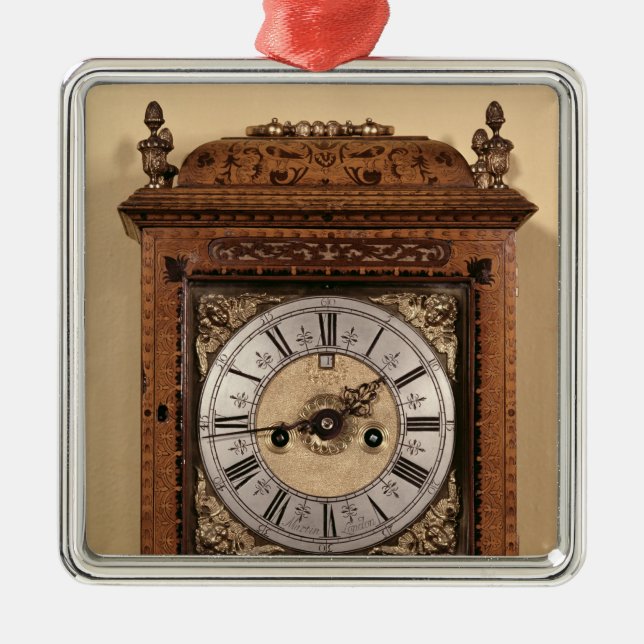 Bracket clock, c.1700 metal tree decoration (Front)