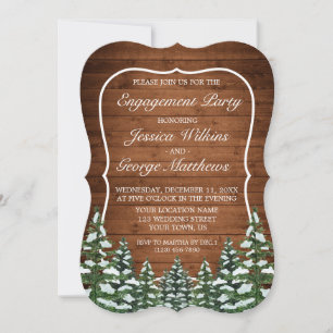 Bracket Snowy Wood & Forest Pine Engagement Party Invitation