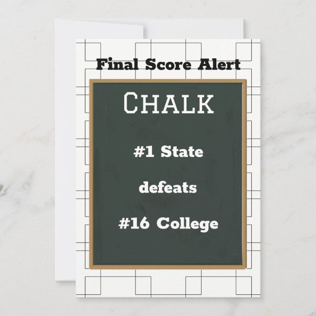 Bracket Tourney Chalkboard Final Score Alert Invitation (Front)