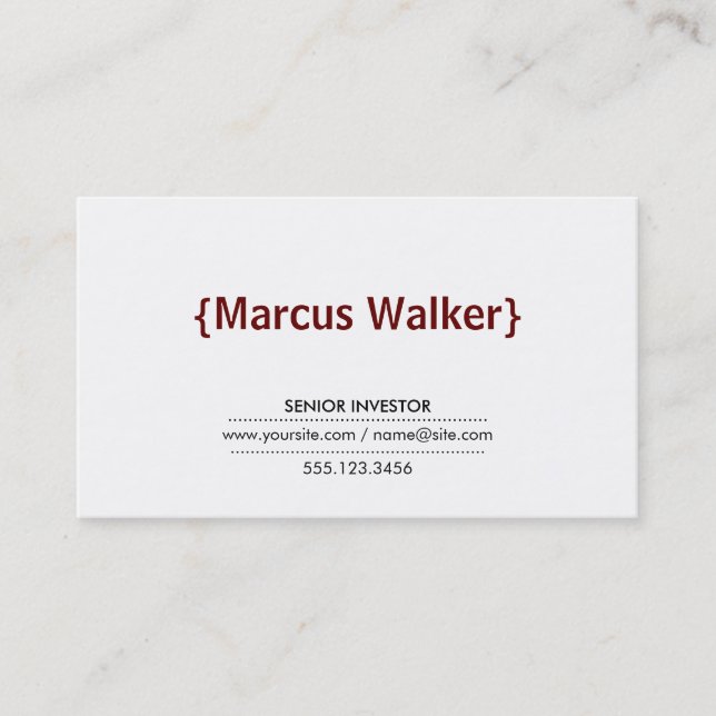 Brackets Crimson Red Business Card (Front)