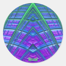 BRAD ~ Cool! Green Purple Blue Geometric ~