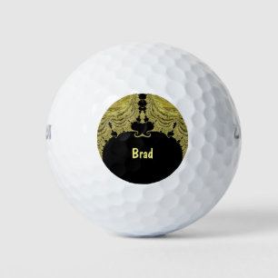 BRAD ~ GOLD AND BLACK Fractal Design ~ Golf Balls