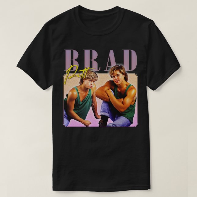 Brad Pitt 90s Style Aesthetic Fan Art Design T-Shirt (Design Front)