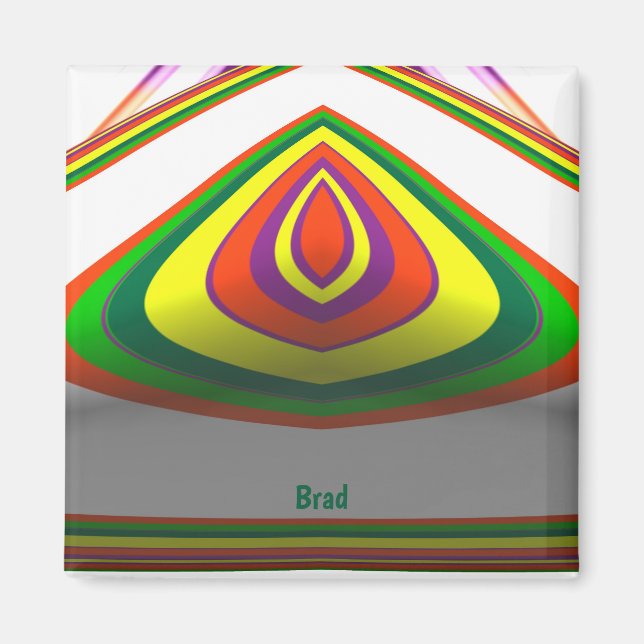 BRAD ~ SQUARE EYE 3D Fractal Design Green Yellow ~ Magnet (Front)