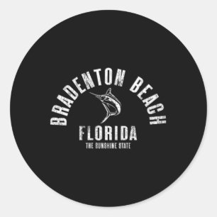 Bradenton Beach Florida Beach Fl Retro Vintage Fro Classic Round Sticker