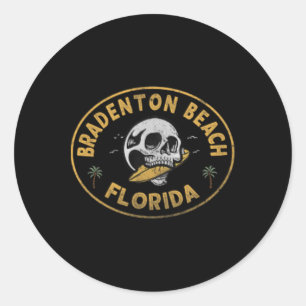 Bradenton Beach Florida Fl Vintage Surf Front And Classic Round Sticker