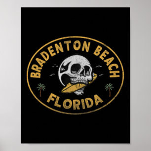Bradenton Beach Florida Fl Vintage Surf Front And Poster