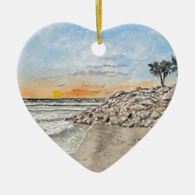 Bradenton Beach Florida sunset Ceramic Tree Decoration (Front)