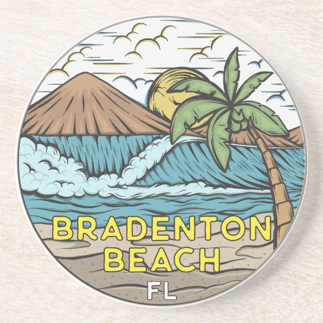 Bradenton Beach Florida Vintage Art Coaster (Front)