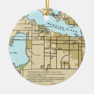 Bradenton FL Nautical Chart Ceramic Ornament