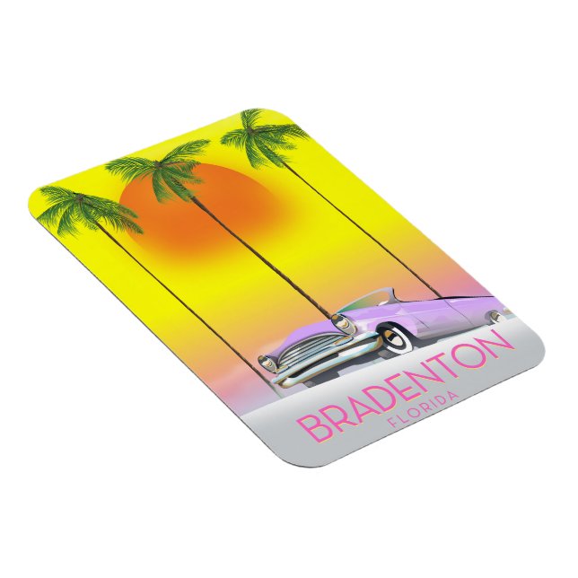Bradenton Florida Classic car travel poster Magnet (Right Side)
