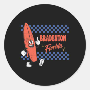 Bradenton Florida Retro Surfer Vintage Beach For M Classic Round Sticker