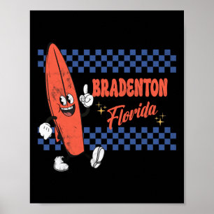 Bradenton Florida Retro Surfer Vintage Beach For M Poster