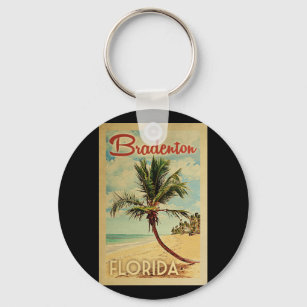 Bradenton Palm Tree Vintage Travel Key Ring