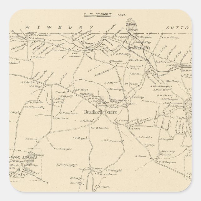 Bradford, Merrimack Co Square Sticker (Front)