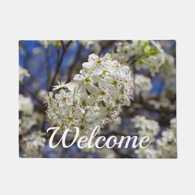 Bradford Pear Blooms Welcome Doormat (Front)