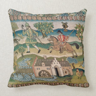 Bradford Table Carpet, detail of scenes of rural l Cushion