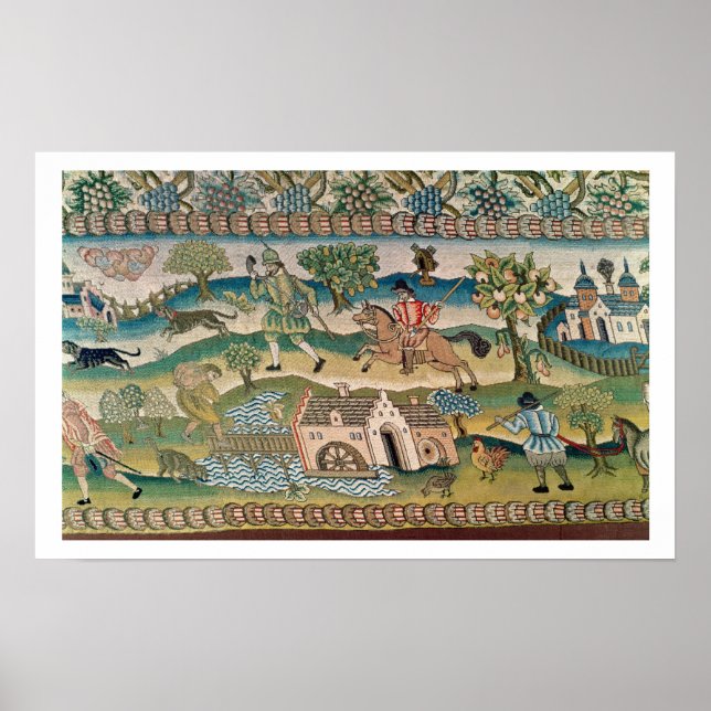 Bradford Table Carpet, detail of scenes of rural l Poster (Front)