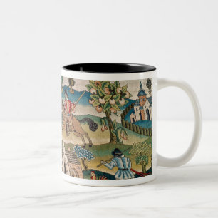 Bradford Table Carpet, detail of scenes of rural l Two-Tone Coffee Mug