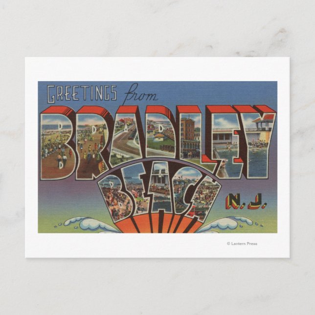 Bradley Beach, New Jersey - Large Letter Scenes Postcard (Front)